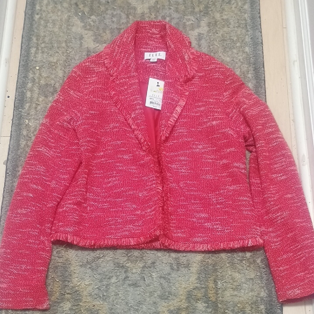 NWT Elle Vibrant Pink Tweed Jacket